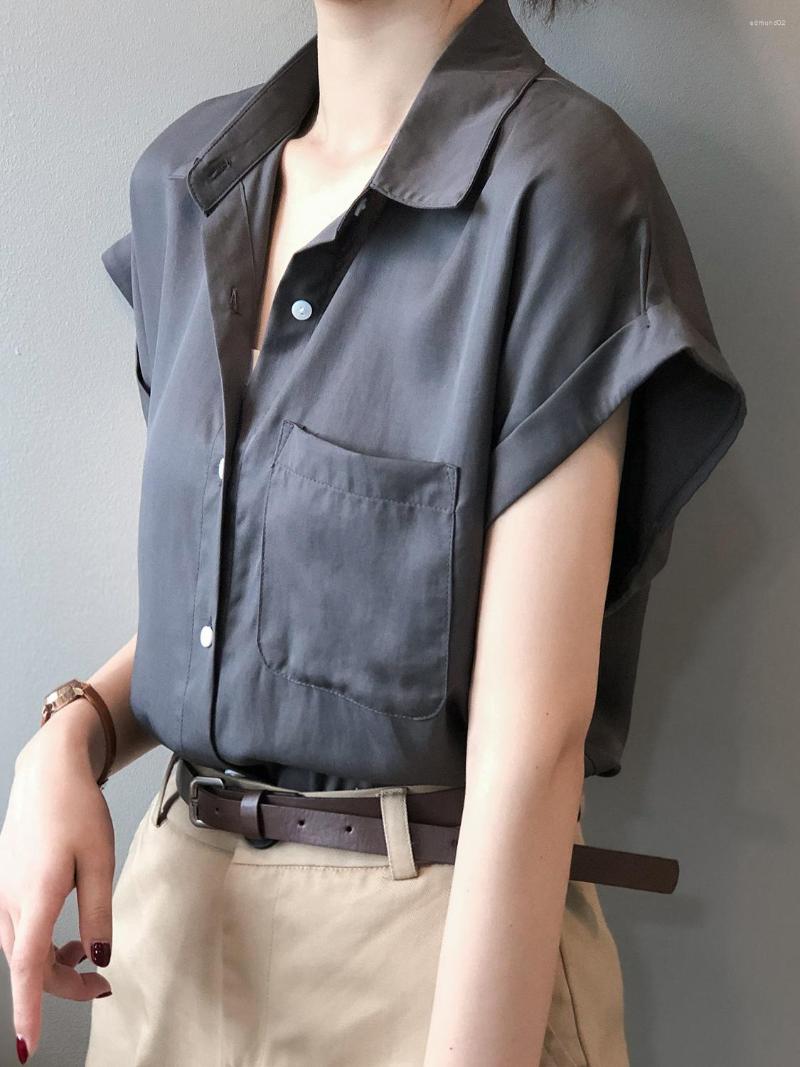 

Women's Blouses Office Lady Summer Shirts Short Sleeve Tops Solid Turndown Collar Loose White Blouse Basic Fashion Clothing Blusas 2022