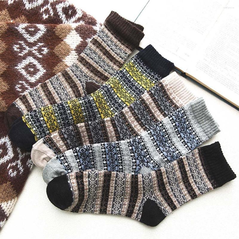 

Men's Socks Mens Casual Winter Warm Thick Wool Vintage Colorful Knit Soft Gift Excellent Quality Breathable Male Sock Meias, Black