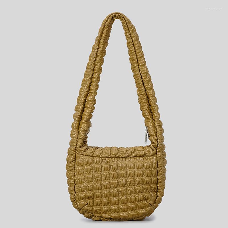 

Evening Bags Women Shoulder Ruched Designer Soft Pu Leather Crossbody Bag Female Fashion Bohos Messenger Package Small Tote Purses 2022, Khaki