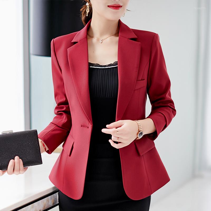 

Women' Suits 2022 Brand Autumn Women' Clothes Formal Office Work Blazer One Button Long Sleeve Top Slim Suit Casual Jacket PZ621, Black