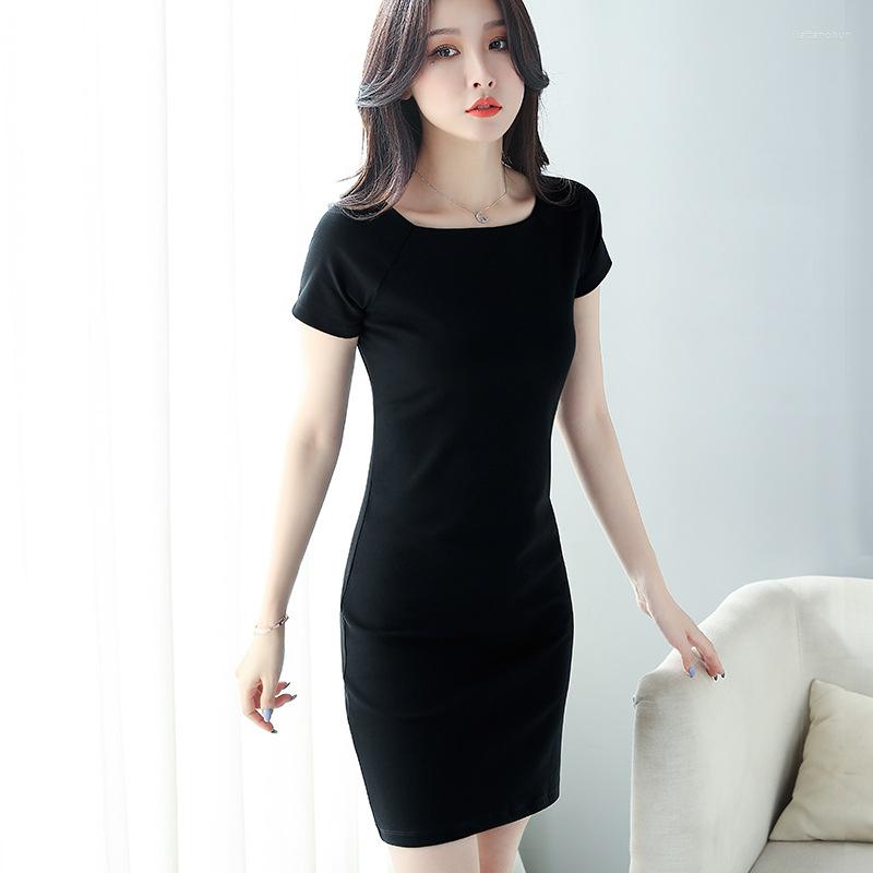 

Casual Dresses Spring Summer Woman Cotton Soft Short Sleeve Dress Satin Sexy Camisole Elastic Female Home Beach, Black