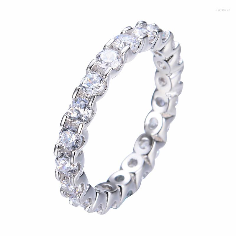 

Wedding Rings Simple Female White Zirconia Stone Ring Charm Silver Color Crystal For Women Trendy Thin Band Engagement