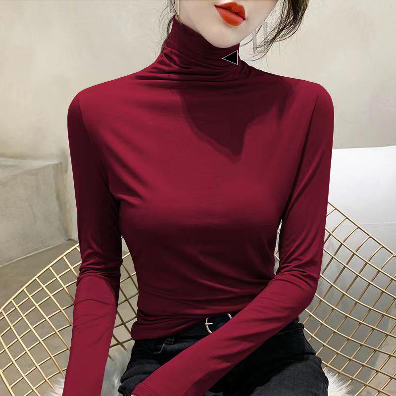 

Designer Womans yoga undercoat pink blouses shirt long sleeves women high necks knit comfortable sweater Best styling Undercoat wholesale 2 pairs price 10% off