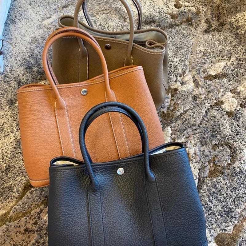 

h Handbags Designer Bags H Garden Party 2023 New Garden Bag Tote Handheld Leather Women s One Shoulder Crossbody Shoppingbbe Pwfv, Golden brown 25cm
