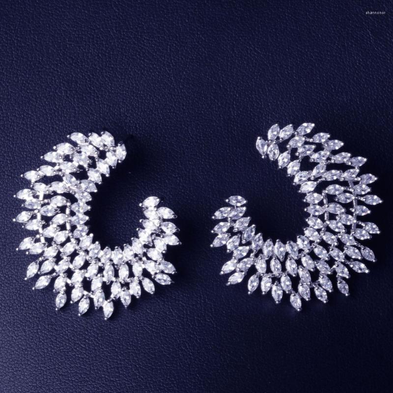 

Stud Earrings Luxury Design Marquise Cut Cubic Zircon Women Birdal Accessories Boucle D'oreille Jewelry Wholesale