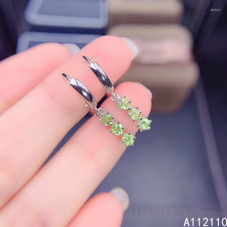 

Dangle Earrings Exquisite Jewelry 925 Sterling Silver Inset With Natural Gem Women's Luxury Classic Round Peridot Eardrop Support Detec