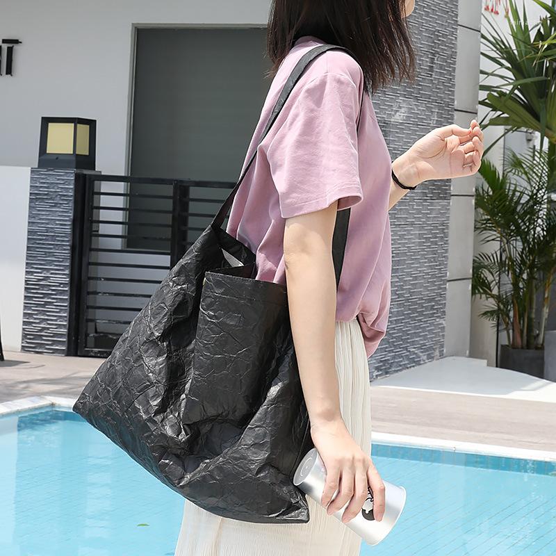 

Evening Bags Casual Retro Shoulder Bag Kraft Paper Wrinkle Ladies Messenger, Black