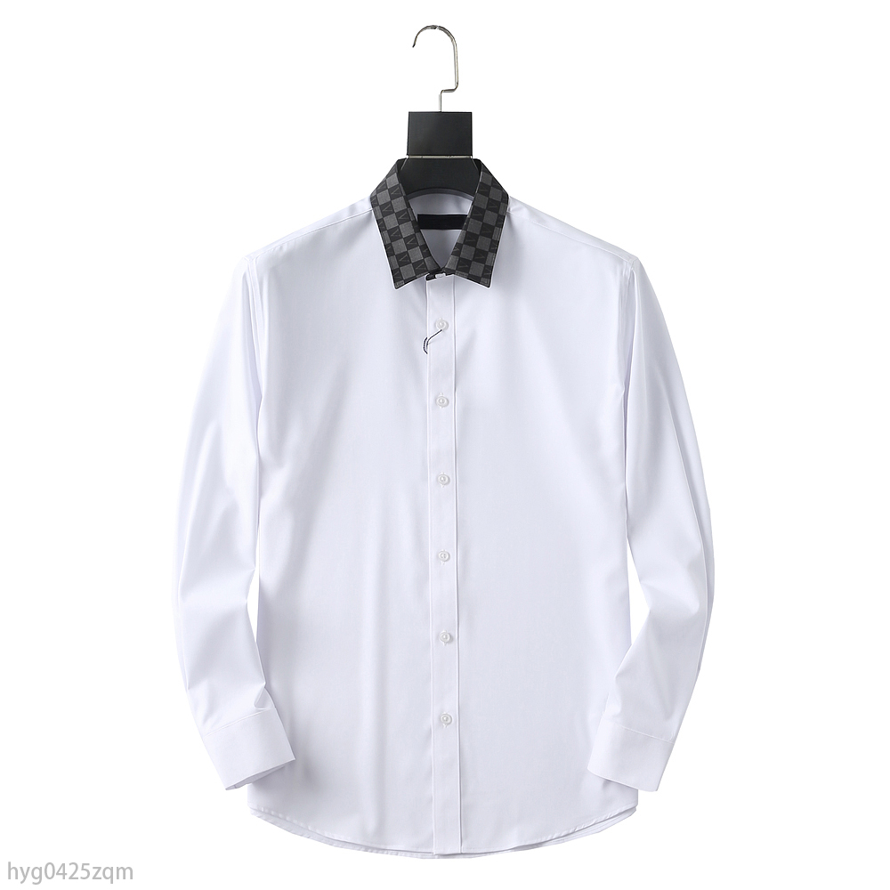

2023ss designer Mens Dress Shirt casual Slim Silk T-shirt Long sleeve Casual business clothing plaid men Asian Size M-3XL