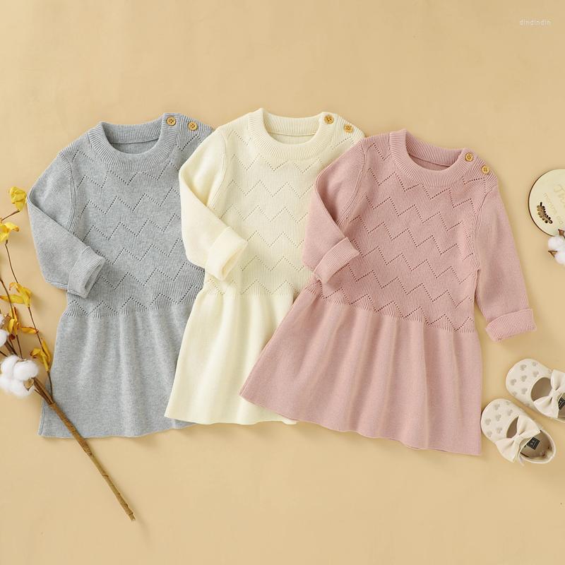 

Girl Dresses Lioraitiin 0-18M Born Infant Toddler Baby Fashion Autumn Dress Warm Long Sleeve O-Neck Knitting Outfit