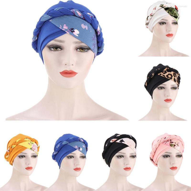 

Ethnic Clothing Muslim Women Hijab Turban Leopard Print Chemo Cap Braid Cancer Hat Hair Loss Cover Bonnet Beanie Islamic Hijabs Head Wrap