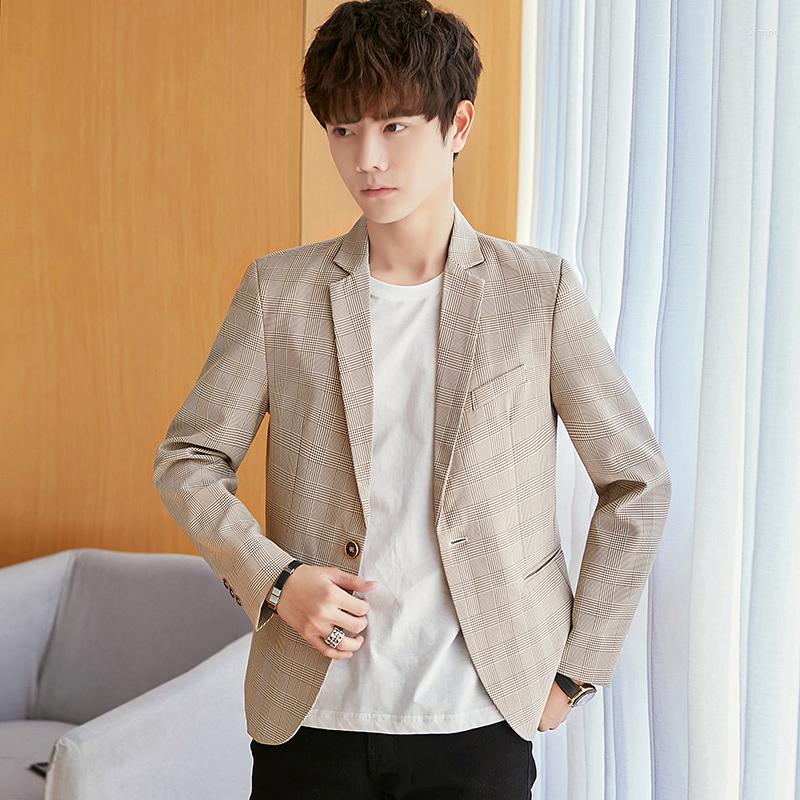 

Men's Suits Boys Plaid Small Suit Spring And Autumn 2022 Trend Of Fashion Single Jacket Leisure One Button Coat 3XL, The picture color