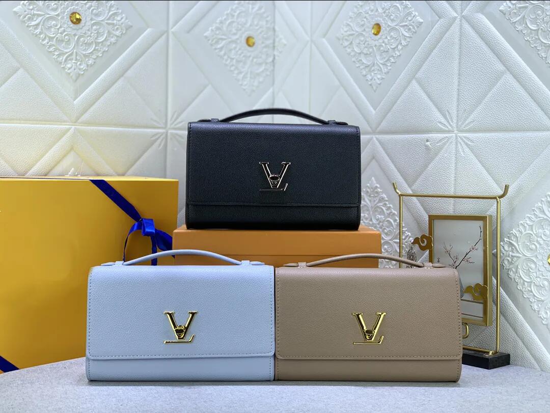 

HH Women luxurious twist Lockme bags handbag tote Designer Shoulder chain bag fashion lady genuine leather crossbody messenger walletes purse M56087 56136, Black