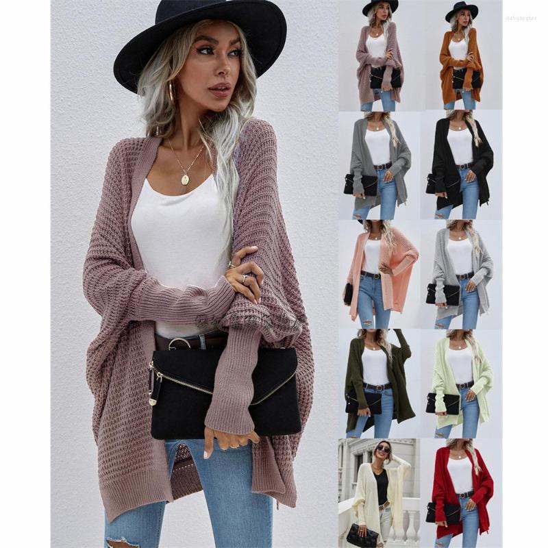 

Women' T Shirts Round Neck European And American Women' Foreign Trade Knitted Cardigan Cross-border Loose Solid Color Sweater Women