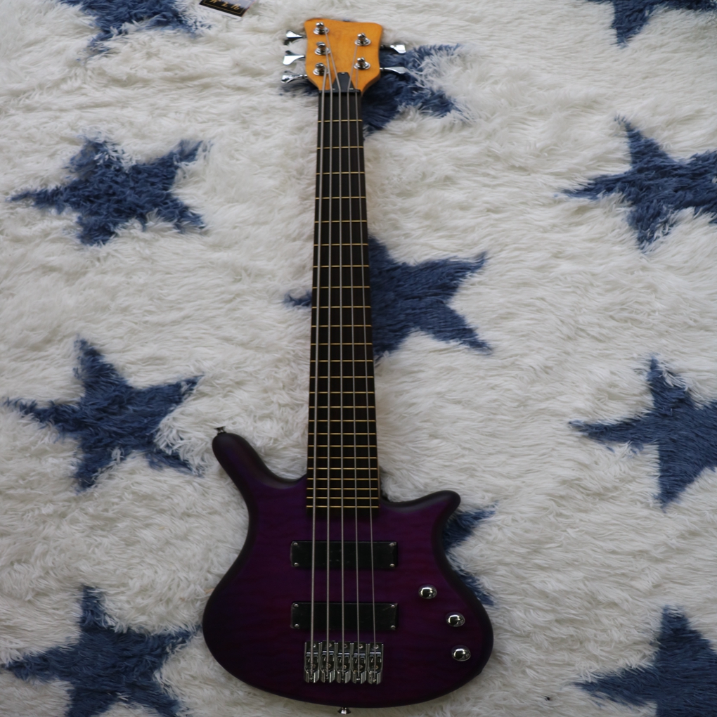 

Purple big flower four string bass ebony fingerboard high quality personality rock
