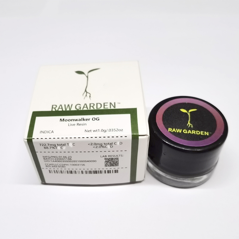

raw garden 1G live Resin Packaging Jar for Sauce Badder 1g Box Package 0.035oz Concentrates Container rosin wholesale Childproof Caps with label