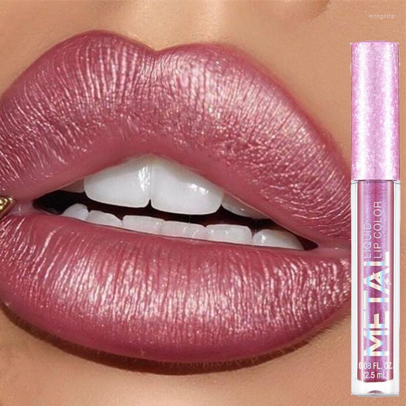

Lip Gloss 12 Colors Metallic Matte Nude Waterproof Pigment Shimmer Liquid Lipsticks Non-stick Cup Tint Makeup Cosmetic, Love bronze
