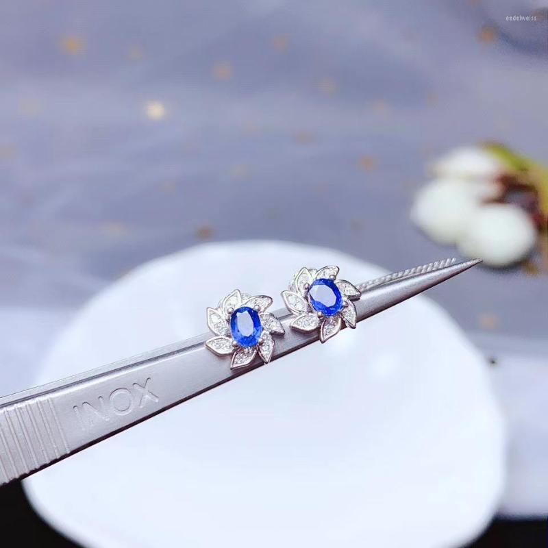 

Stud Earrings Super Good Color Sapphire Earring Natural And Real 925 Sterling Silver