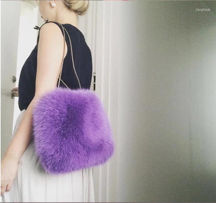 

Evening Bags Handbags Faux Fur Women Tote Soft Shoulder Bag Luxury Female, Beige