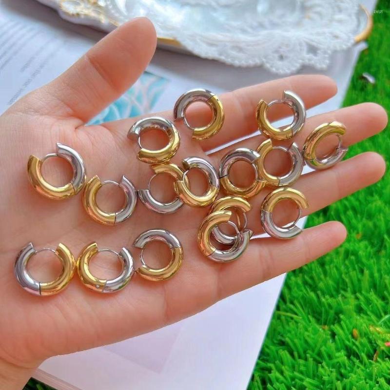 

Hoop Earrings 5Pairs Chunky Classic Gold Stainless Steel Plating 18k Silver For Women Gift