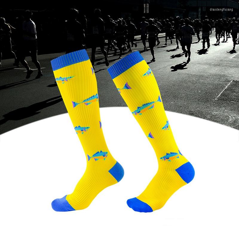 

Men's Socks Compression Long Tube Style Hosiery For Women Men Nylon Footwear Apparel Fast Drying Outdoor Sports Casual Cycling W1, Yellow