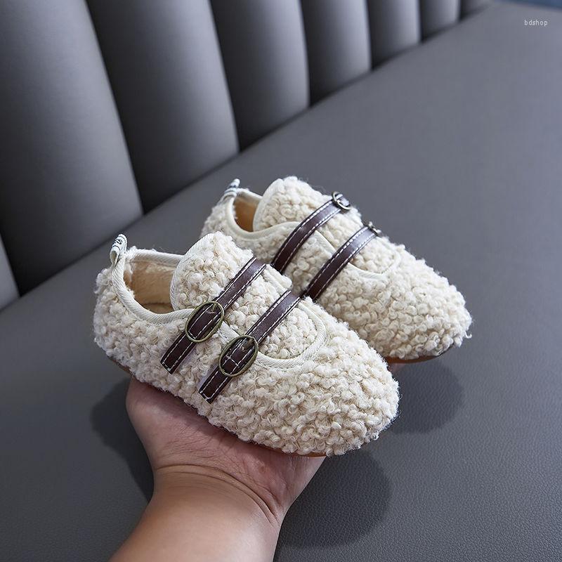 

Athletic Shoes Children's Wool 2022 Winter Lambs Thickened Warm Bean Girls Baby Toddler Non-slip Soft Walking Kids, Champagne