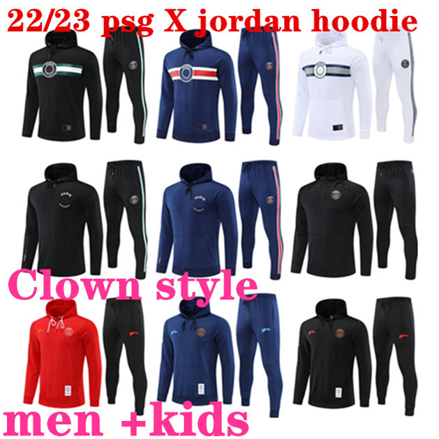 

22 23 psgs soccer jerseys clown style tracksuit Maillots football jacket hoodie Survetement MBAPPE HAKIMI 2022 2023 men kids kit training suit uniform enfants