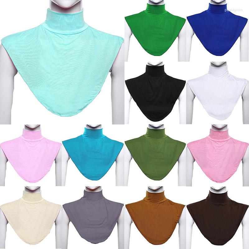 

Bow Ties Womens Muslim Modal Fake False Collar Islamic Hijab Extensions Turtleneck High Neck Cover Warmer Bright Solid Color Half Top