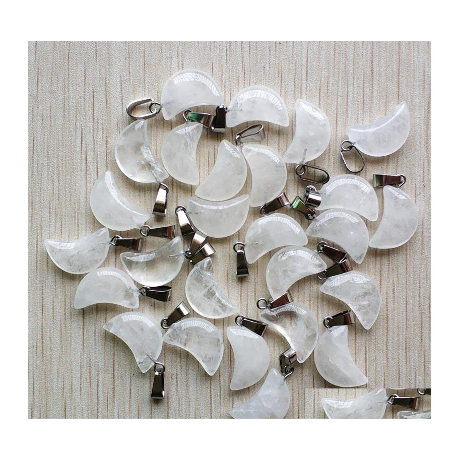 

Charms Natural White Quartz Crystal Crescent Moon Shape Pendants For Diy Jewelry Making Wholesale Drop Delivery Findings Components Dhmgs