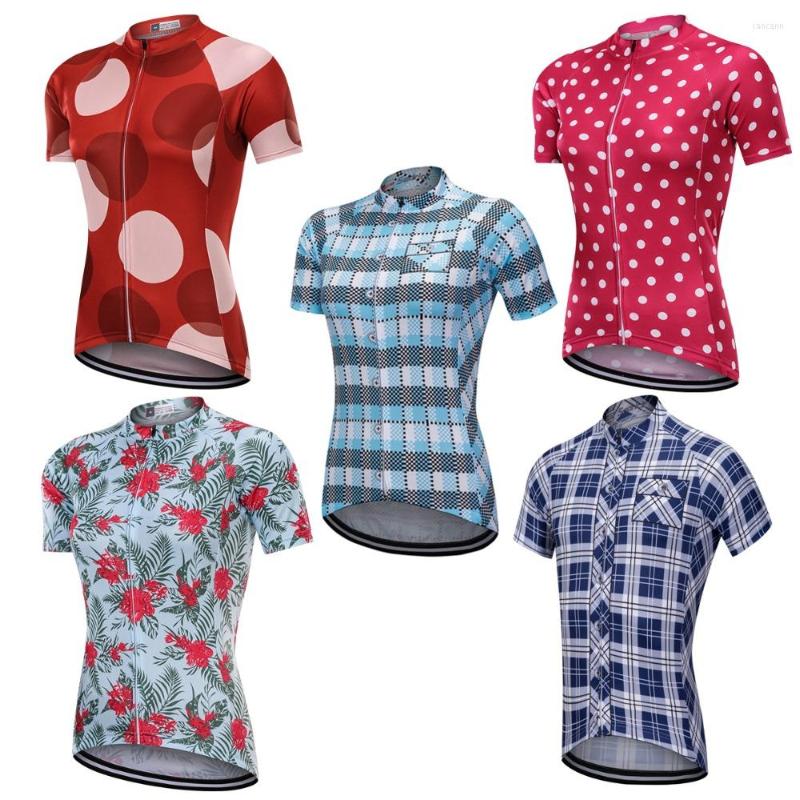 

Racing Jackets Sedrick Brand Women Quick Dry Cycling Jersey Plaid Polka Dot Flowers Grid Shirt Bicycle Sports Jerseys Bike Clothing, 013