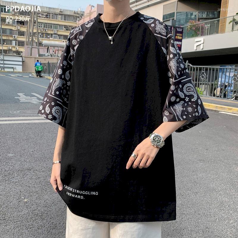 

Men's T Shirts 2022 Oversized T-Shirt Mens Hip Hop Tshirt Streetwear Summer Patchwork Harajuku Men T-Shirts Short Sleeve Tops Tees, Black