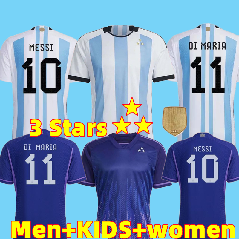 

2022 Fans player Version Argentina soccer Jerseys 22 3 Stars MESSIS MAC ALLISTER DYBALA DI MARIA MARTINEZ DE PAUL MARADONA child kids kit Men women football shirt S-4XL, 2022 kids