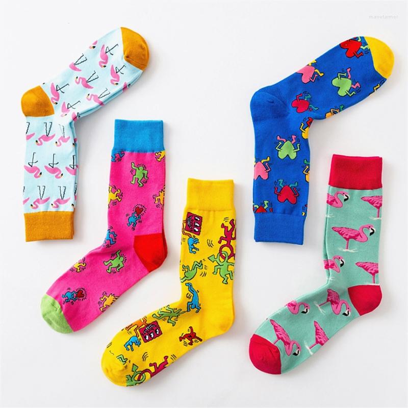 

Men's Socks Novelty Happy Funny Men Graphic Colorful Combed Cotton Crazy Women Creative Graffiti Tide Sox Male Sock Year Gift, Blue