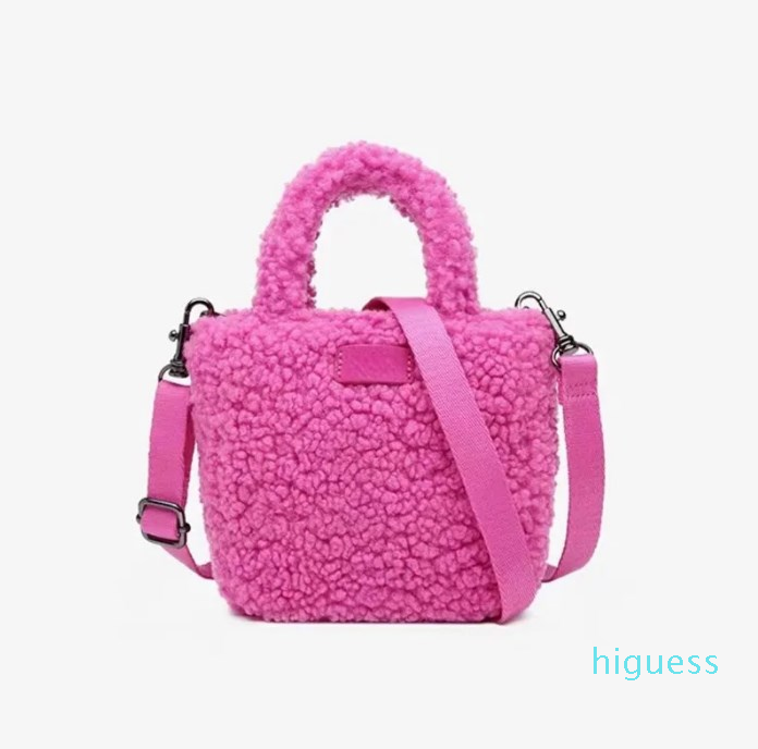

Autumn Winter Bucket Bag Casual Versatile Crossbody Shoulder Bags Lambs Wool Handbags Purses, Small beige