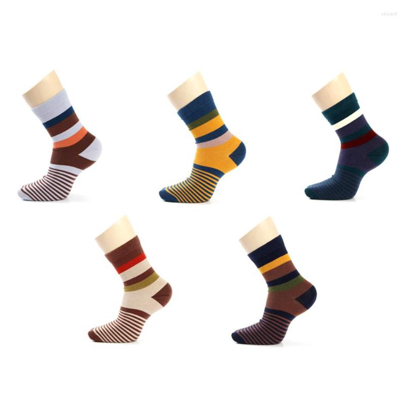 

Men's Socks High Quality Combed Cotton Fashion Colorful Stripe Sock Soft Comfortable Dress Men Size 38-45, Brown socks mouth