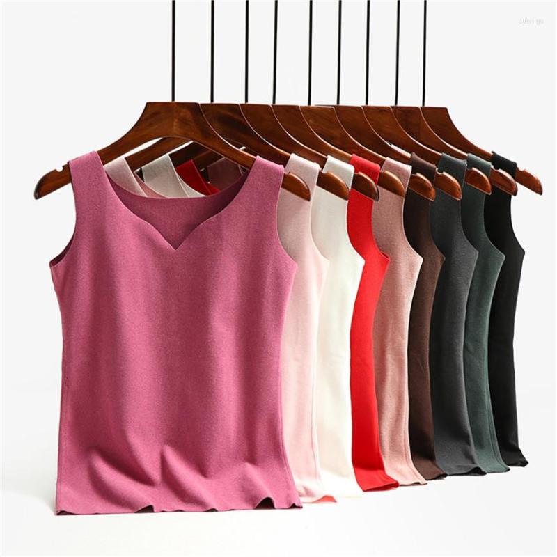 

Camisoles & Tanks 2022 Autumn Winter Fashion Warm Plus Size -2XL Women Cotton Tops Based Sleeveless Female Vests Tees Bottomings WZ991, Black