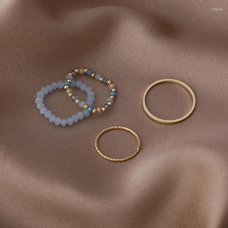 

Cluster Rings Acrylic Ring Set Light Color System Resin Beaded Elastic Bridal Engagement Women Finger Jewelry 2022 Summer