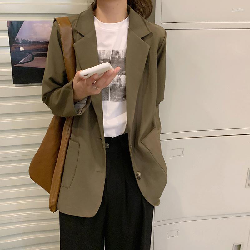 

Women's Suits Oversize Small Suit Boyfriend Style Coat Women's Autumn 2022 Loose Leisure All-Matching Top Clothes Korean Fashion, Black