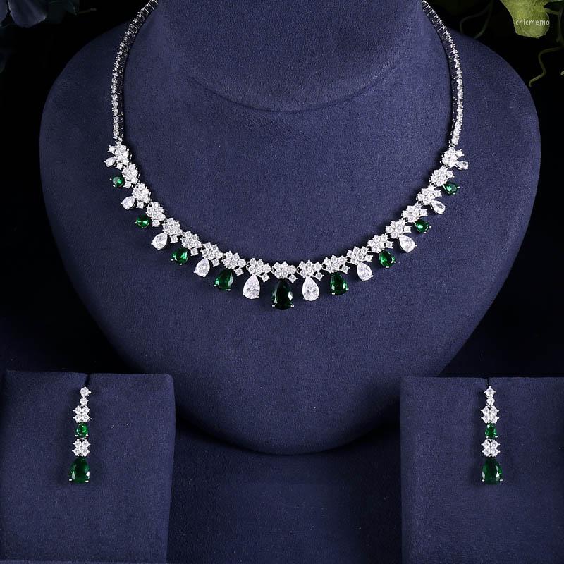 

Necklace Earrings Set Janekelly Luxury Cubic Zirconia 2pcs Dubai Full Jewelry For Women Bridal Dress Dinner, Picture shown