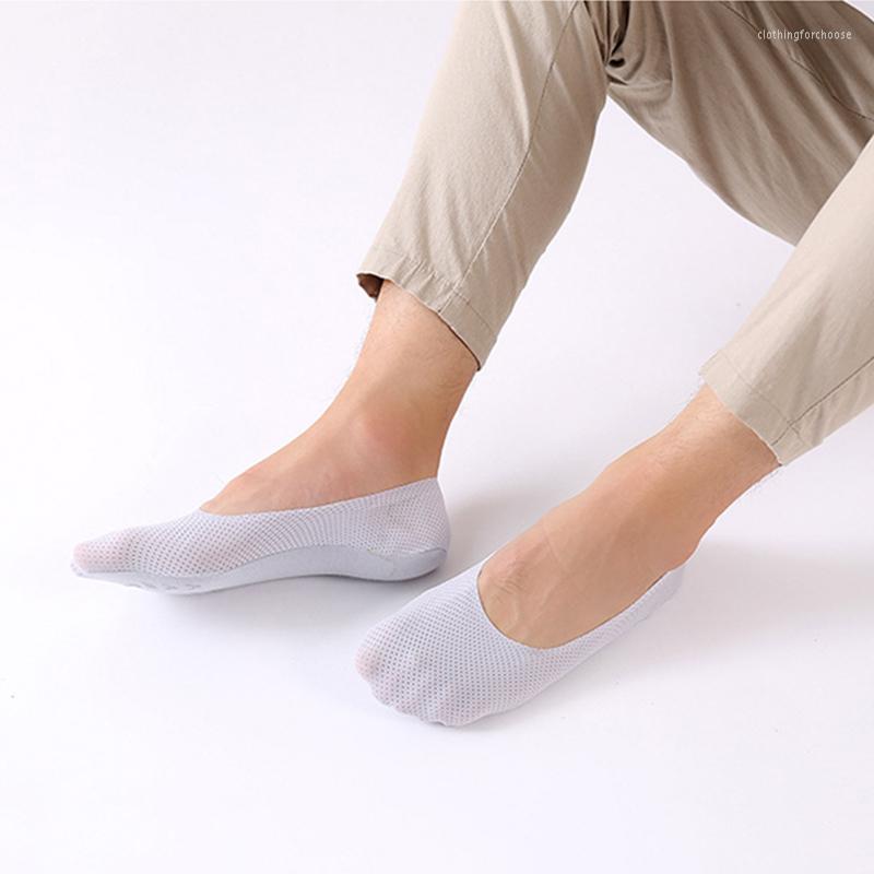 

Men's Socks 3 Pairs Men Breathable Ice Silk Low Cut Liner Non Slip Thin Invisible Sports TC21, Navy blue