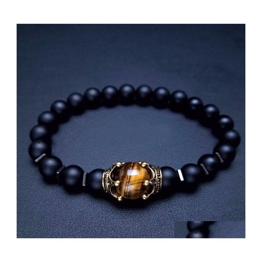 

Beaded Strands Natural Tigers Eye Crown Shaped Bead Bracelet Mens Luxury Jewelry Gift Charm Chain Brings Good Luck Beaded 3377 Q2 D Dhwb2