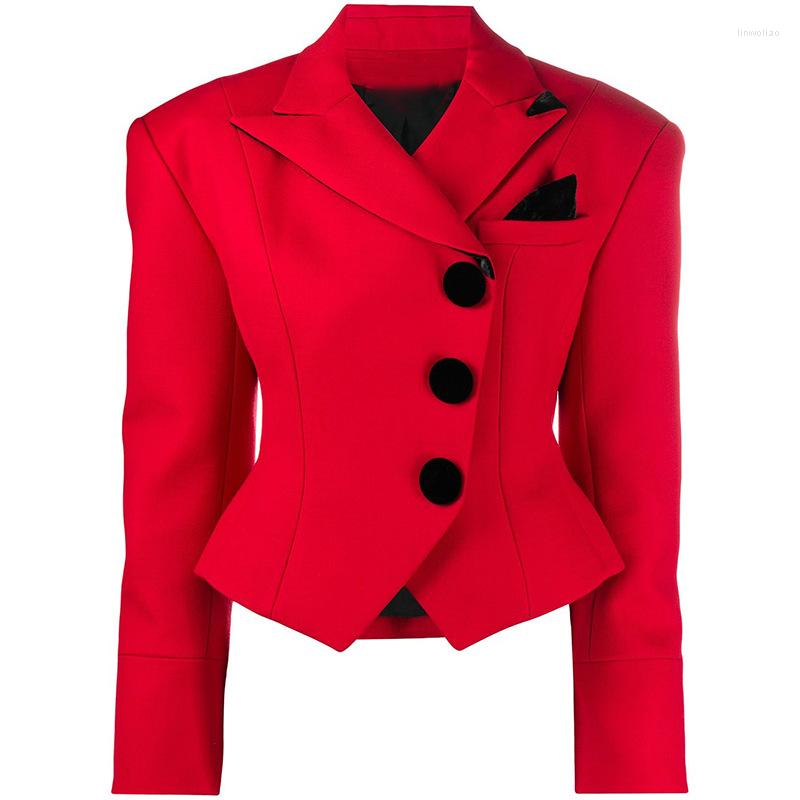 

Women' Suits Fall 2022 Womens Fashion Short Blazers Elegant Stylish Red Slim Fit Blazer Jacket Evening Party Cocktail