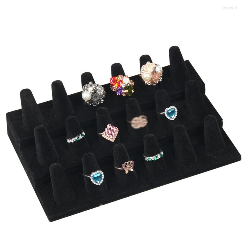 

Jewelry Pouches Ring Display 12/18 Slots Cone Counters Solid Showcase Stand Holder Velvet Soft Portable Rack Accessories Organizer