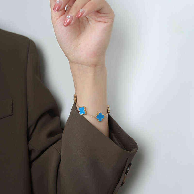 

bangle Lucky Four Leaf Clover Five Flower Bracelet Women039s Summer Bracelet