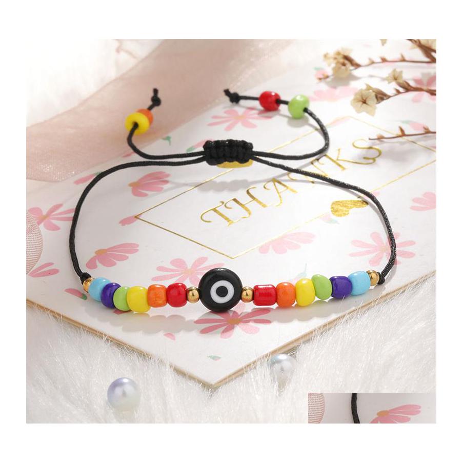 

Link Chain Handmade Rainbow Mini Beads Charm Bracelets Red Thread Evil Blue Eyes Rope Bracelet For Women Girls Fashion Friendship G Dhkq4