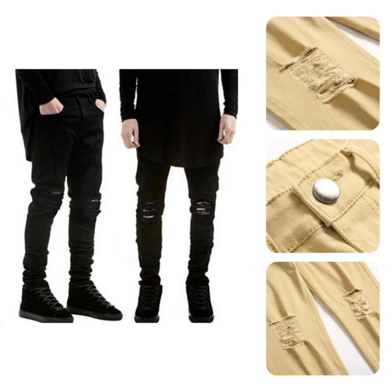 

Men's Jeans Men Trendy Distresses Hip Hop Style All Match Pants For Work Trousers Spring, Black