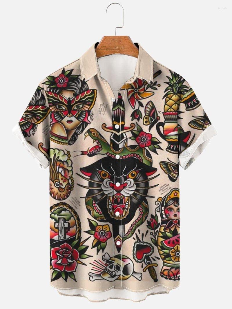 

Men' Casual Shirts Men' Retro Sailor Hawaiian Short Sleeve Shirt, Multi