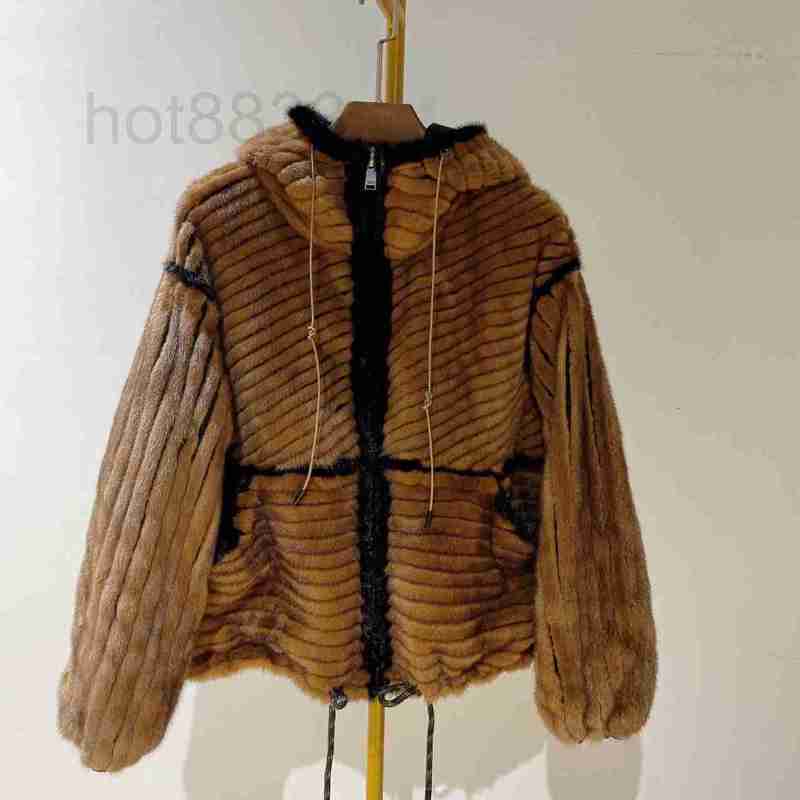 

Women' Wool & Blends Designer Winter New Mink Long Sleeve Hooded Temperament Fashion Versatile Fur Coat Women 48TM, White6