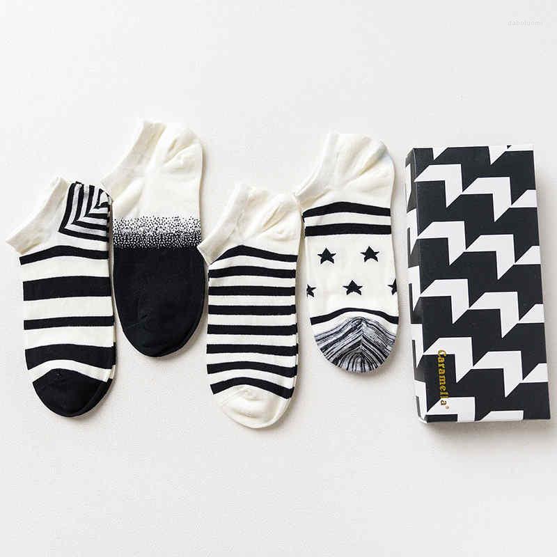 

Men's Socks Caramella 4 Pairs/Lot Invisible No Show Low Cut Fashion Ankle Cotton Sweat Absorption Cozy Short, 53564