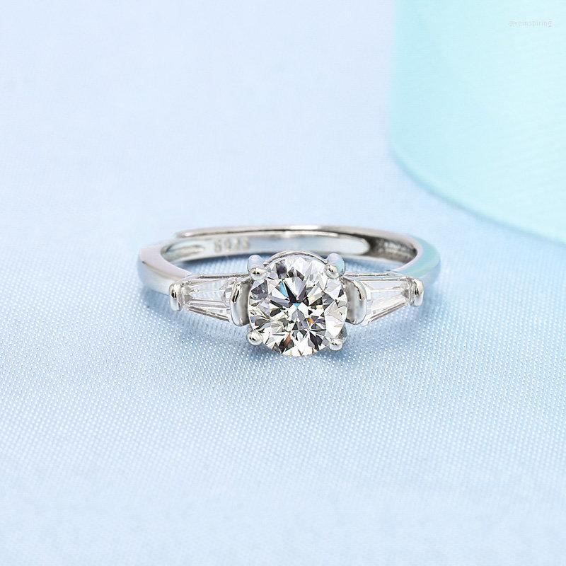 

Wedding Rings T Square Four-Claw Zircon Ring Female Luxary Elegant Romantic Style Engagement Proposal Jewelry Wholesale Cooper