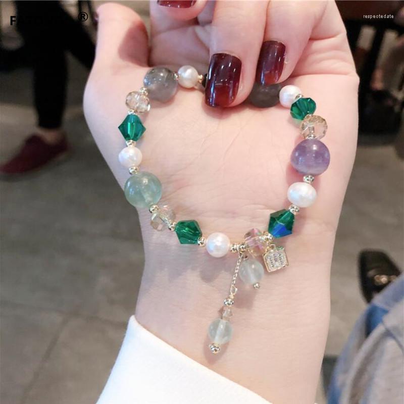 

Strand Natural Green Ghost Agate Bracelet Female Gadgets Micro Crystal Drilling High Quality Freshwater Pearl Fashion